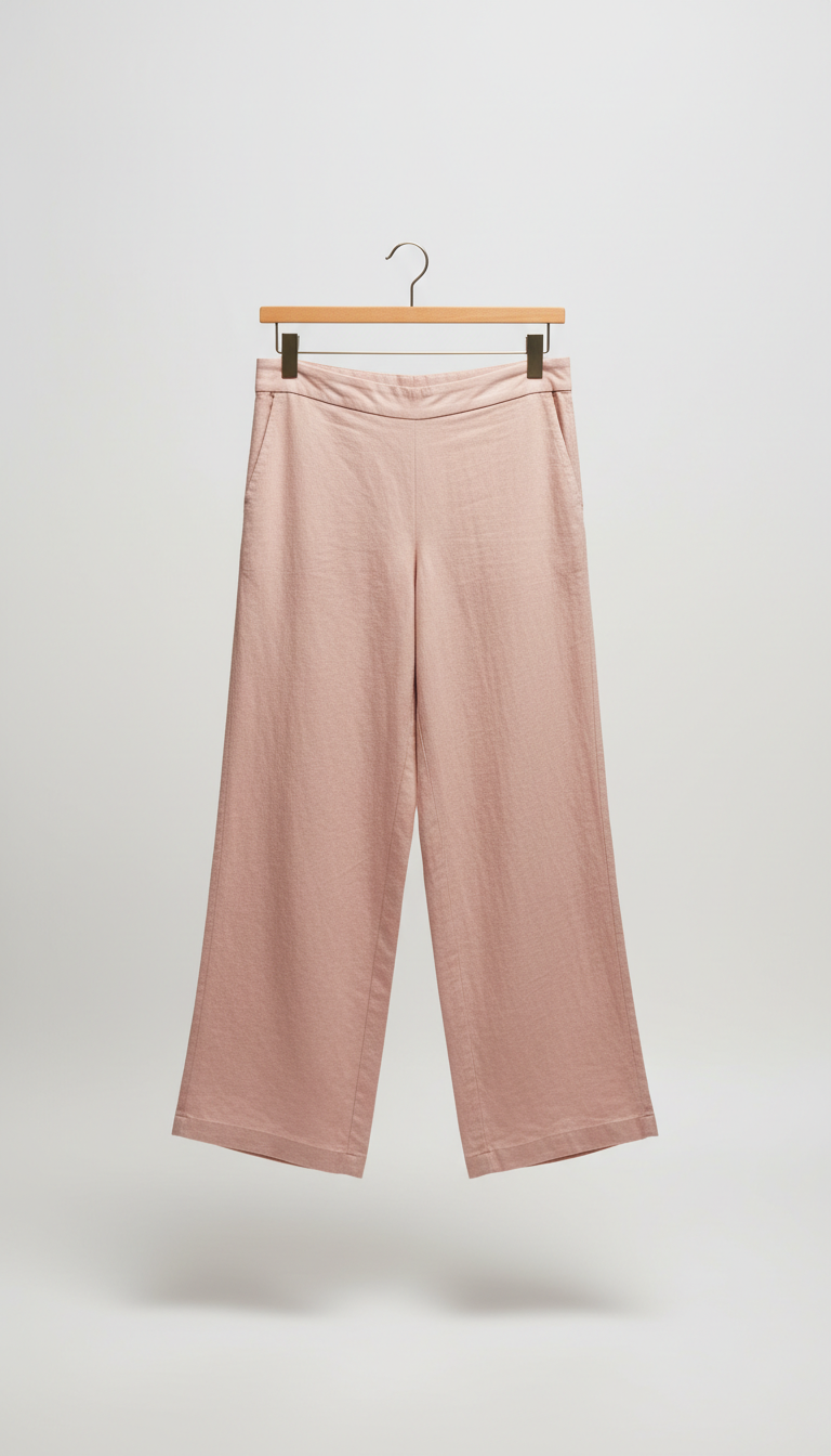 Blush Linen Wide-Leg Trousers
