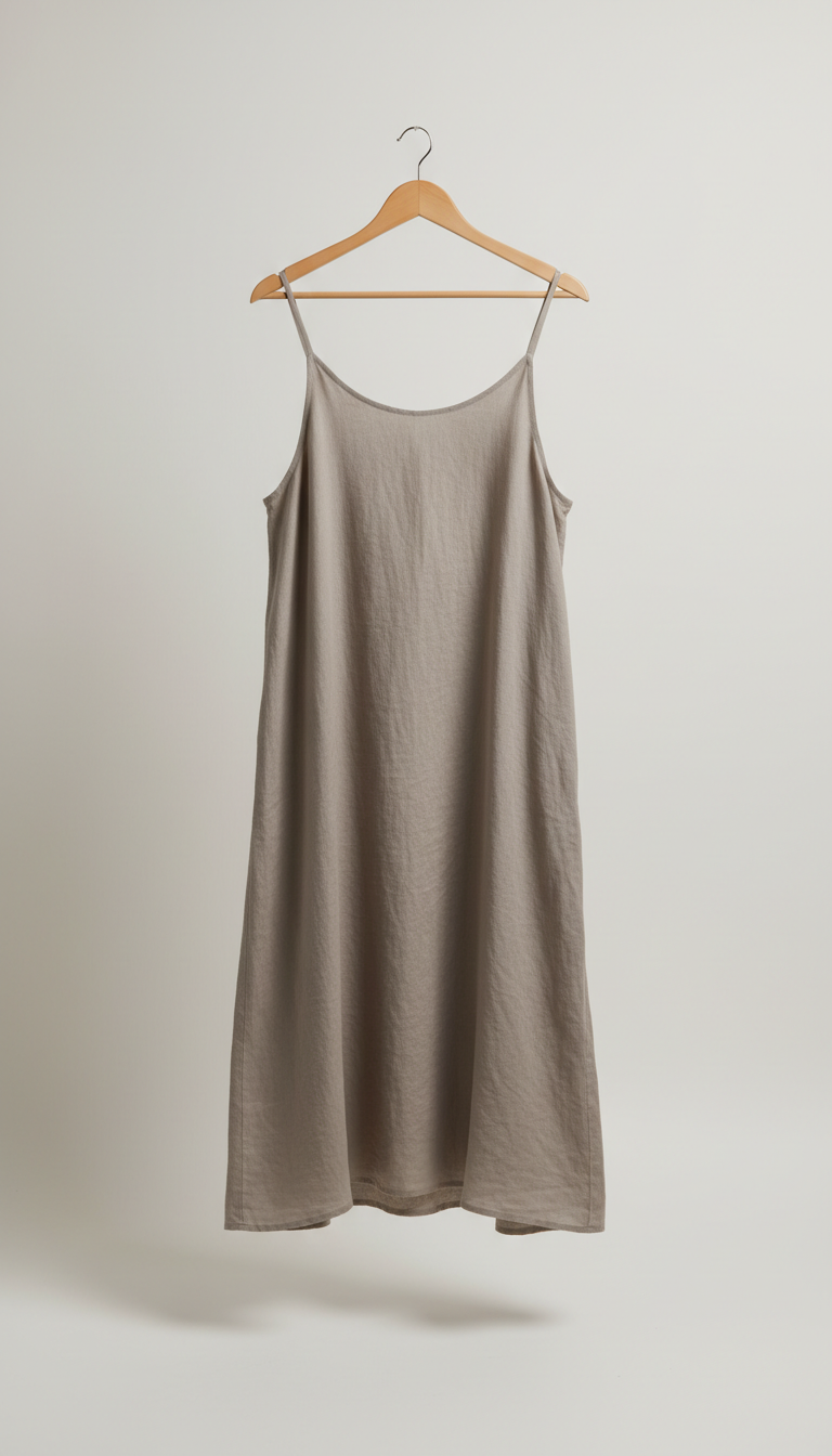 Taupe Mist Organic Linen Slip Dress